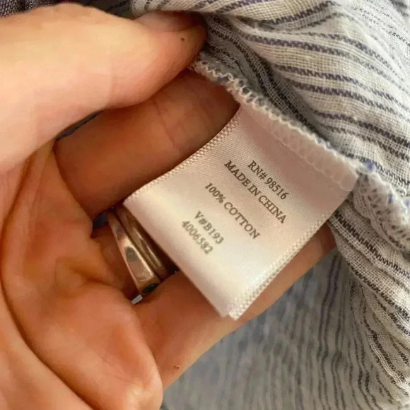 Mary McFadden Womens Blue Chambray Button Down Shirt - Picture 4 of 7